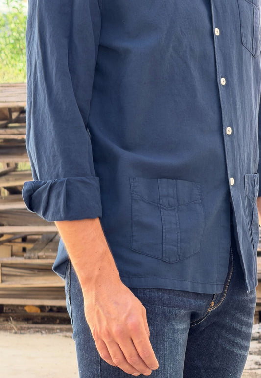 Camisa cubana con lino marino
