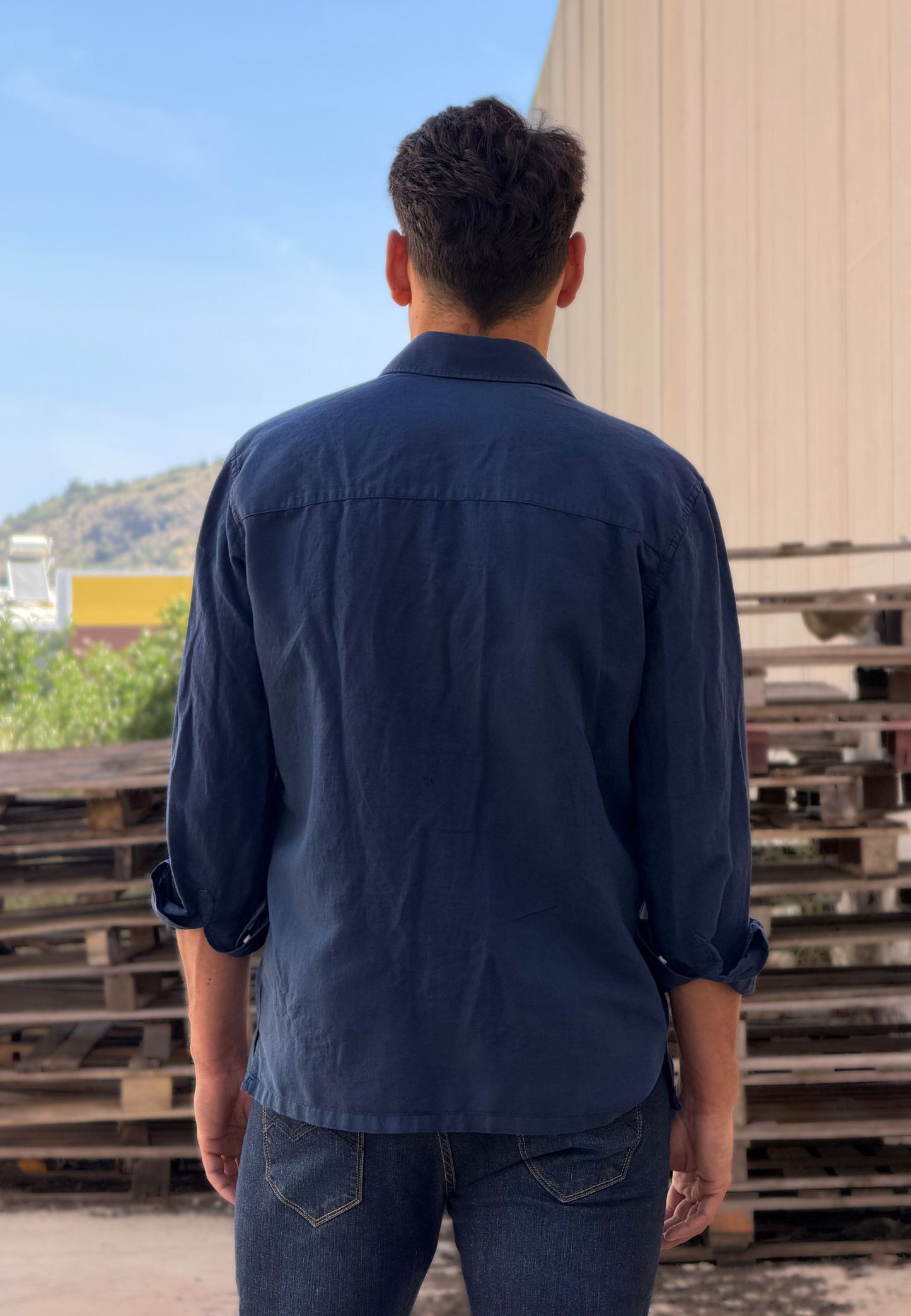 Camisa cubana con lino marino