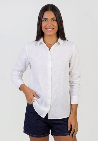 Camisa blanca de lino mujer