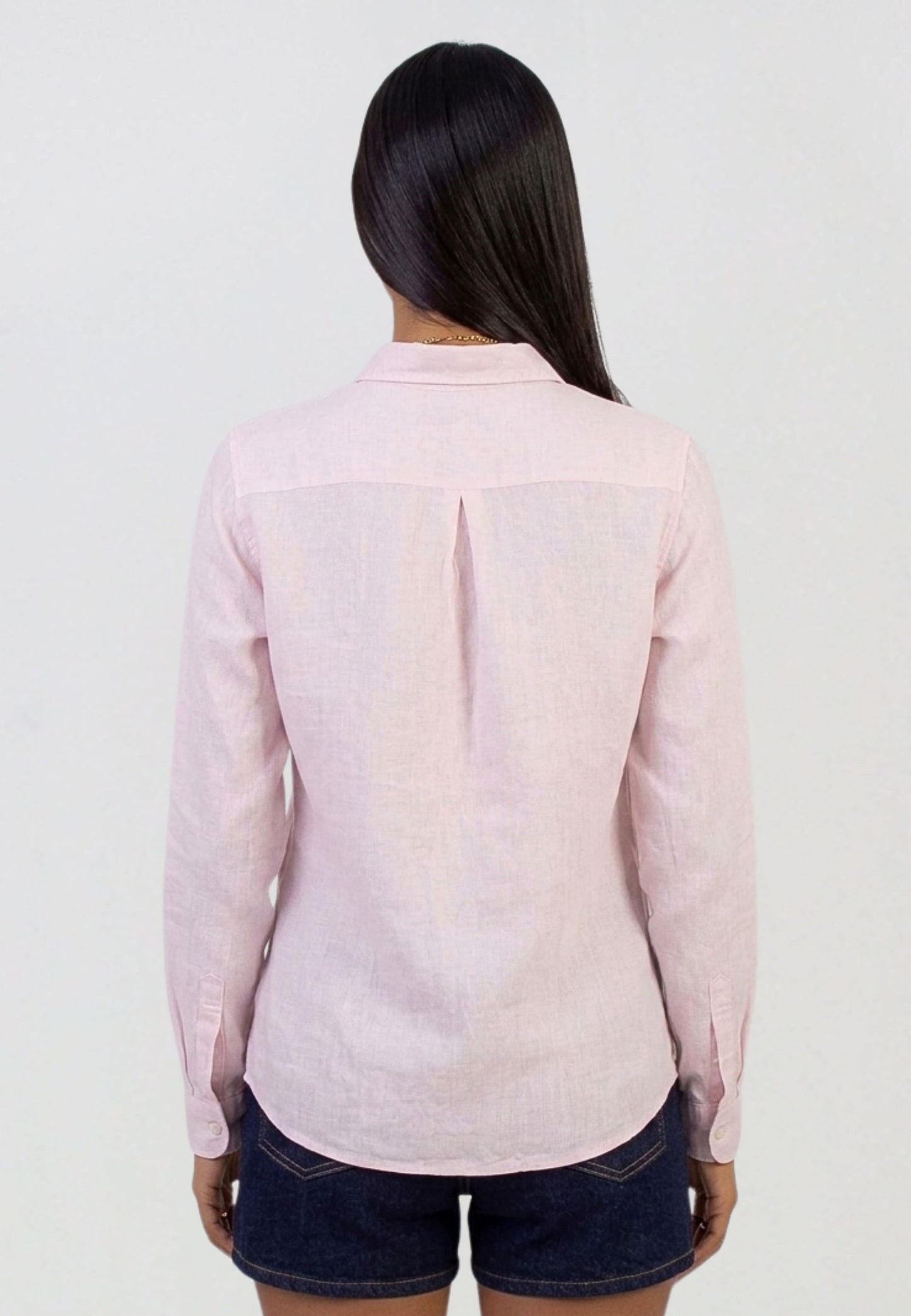 Camisa rosa de lino mujer