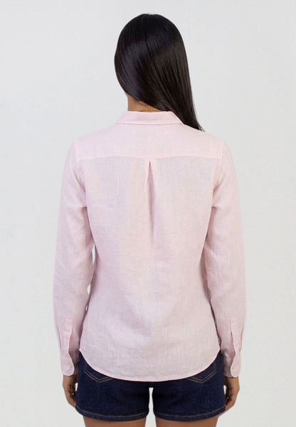 Camisa rosa de lino mujer
