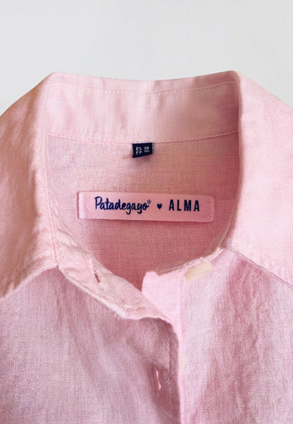 Camisa rosa de lino mujer