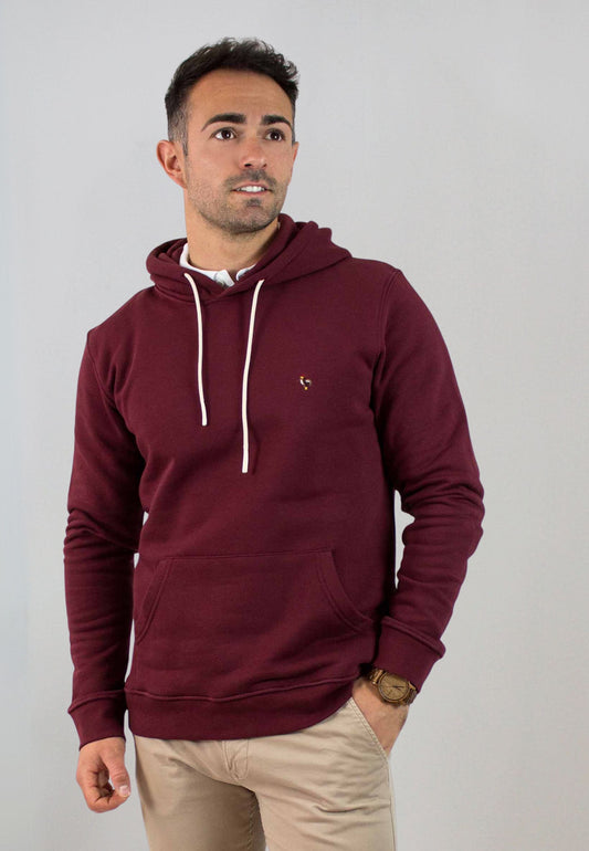 Sudadera con capucha granate lisa
