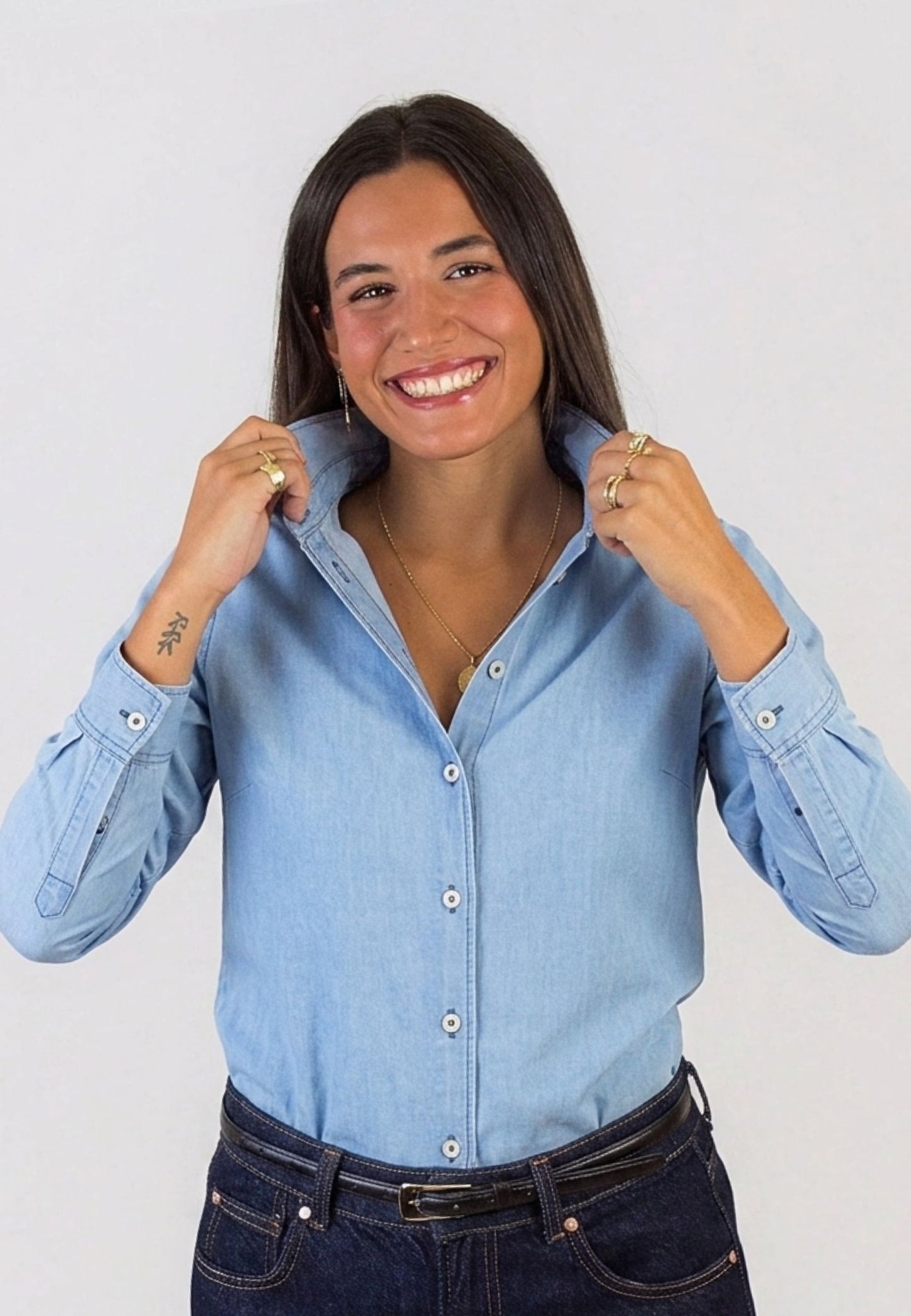 Camisa vaquera de algodón mujer