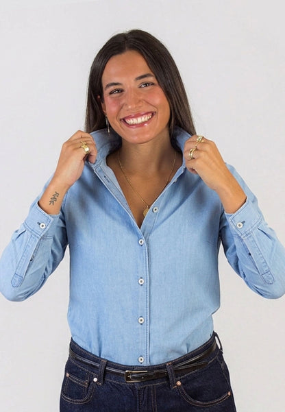 Camisa vaquera de algodón mujer