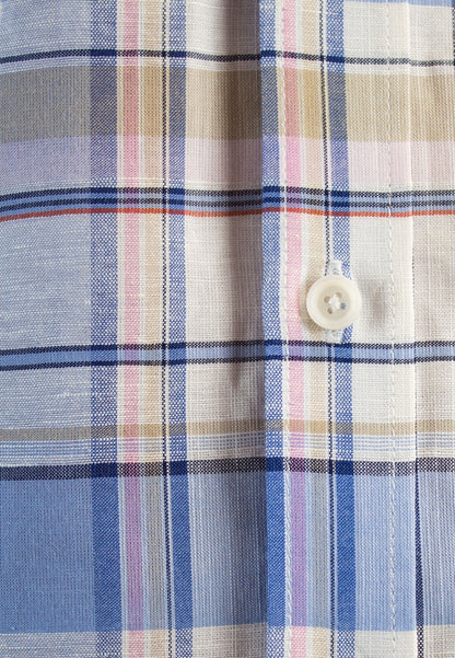 Camisa de cuadros grandes rosa con lino
