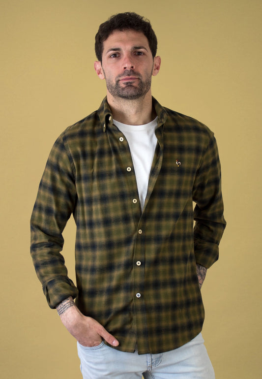 Camisa de franela a cuadros verdes