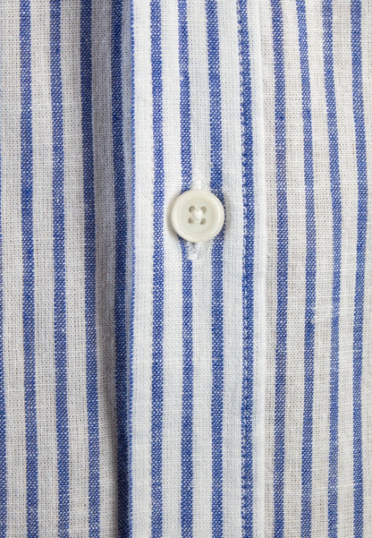 Camisa de rayas de lino azul