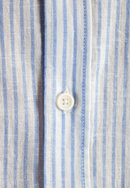 Camisa de rayas de lino celeste