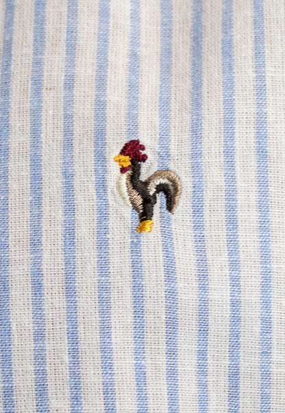 Camisa de rayas de lino celeste