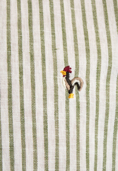 Camisa de rayas de lino kaki