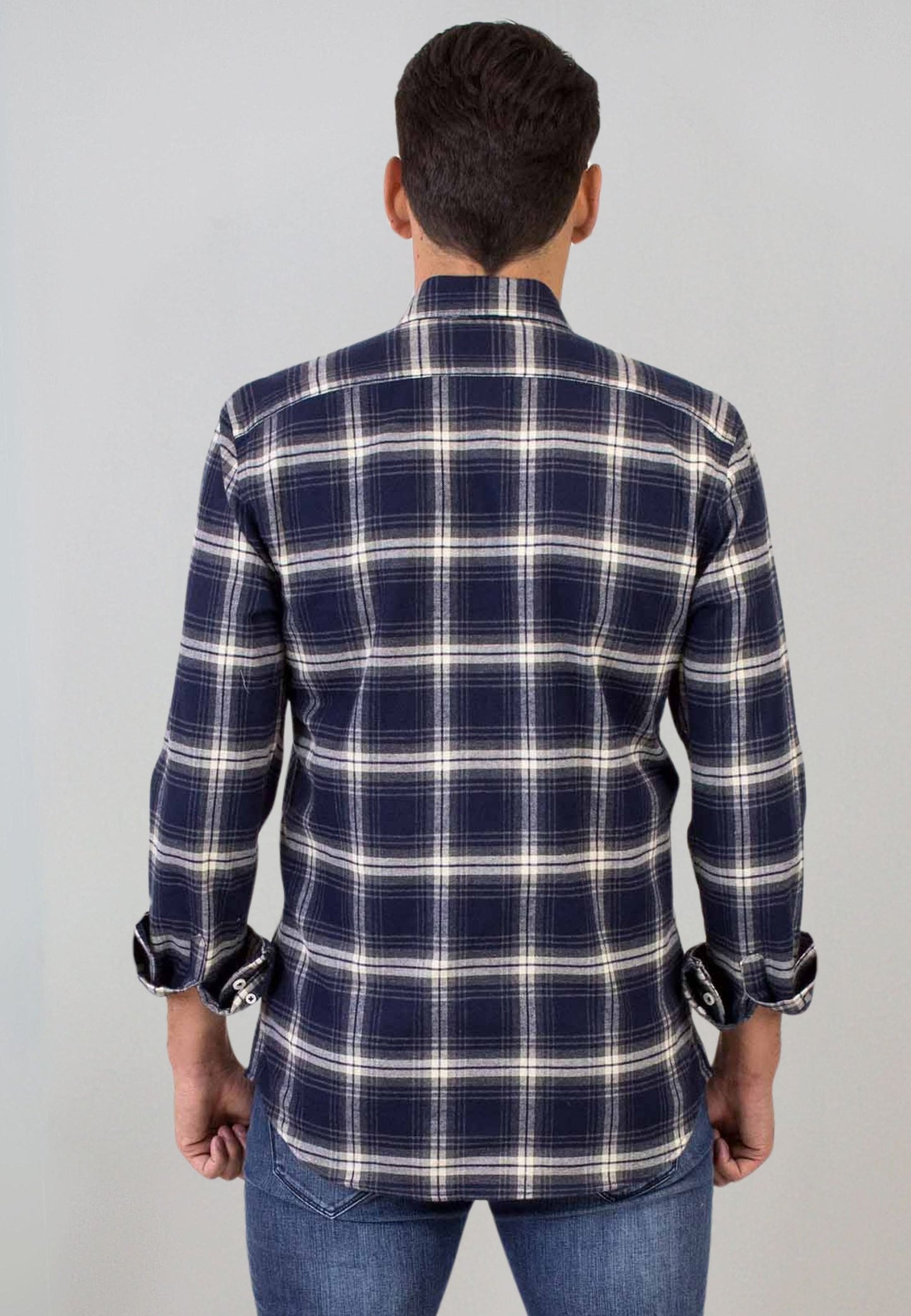 Camisa marino de cuadros claros