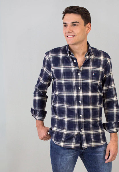 Camisa marino de cuadros claros