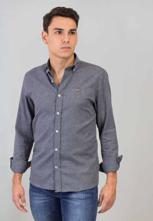 Camisa en pata de gallo gris