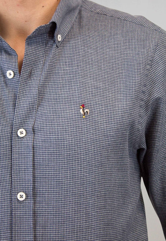 Camisa en pata de gallo gris
