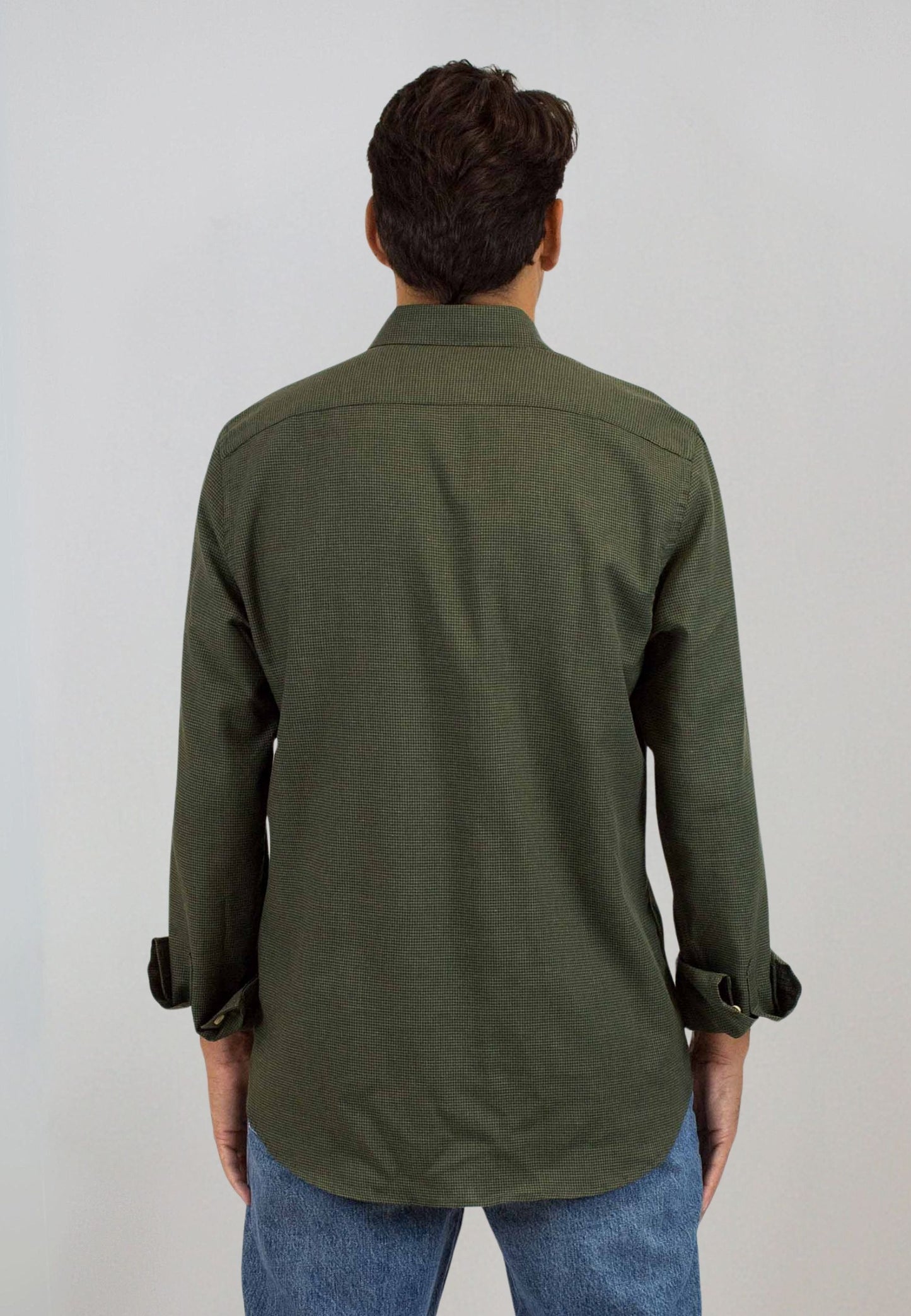 Camisa en pata de gallo verde