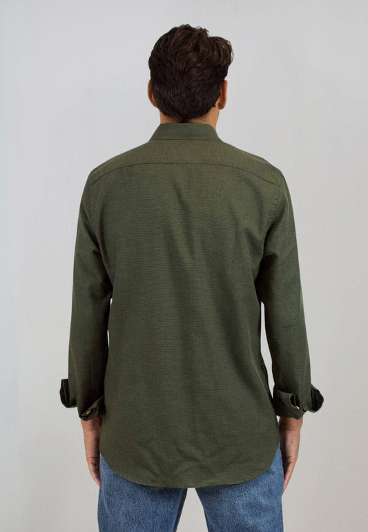 Camisa en pata de gallo verde