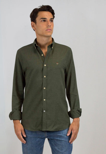 Camisa en pata de gallo verde