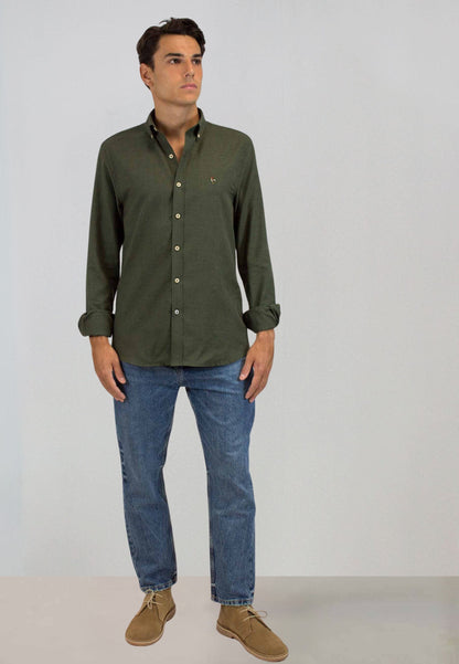 Camisa en pata de gallo verde
