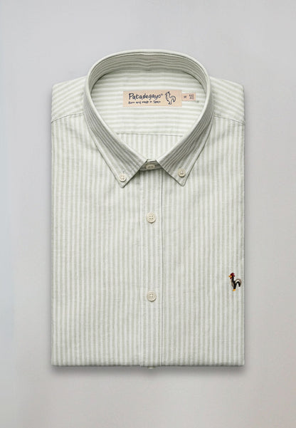 Dark green striped oxford shirt