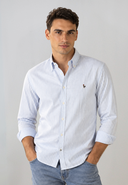 Chemise Oxford à rayures vert foncé
