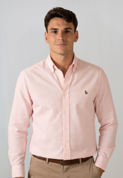 Dark green striped oxford shirt