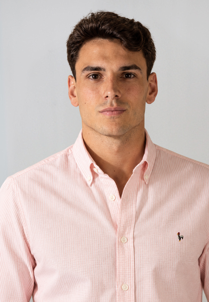 Dark green striped oxford shirt