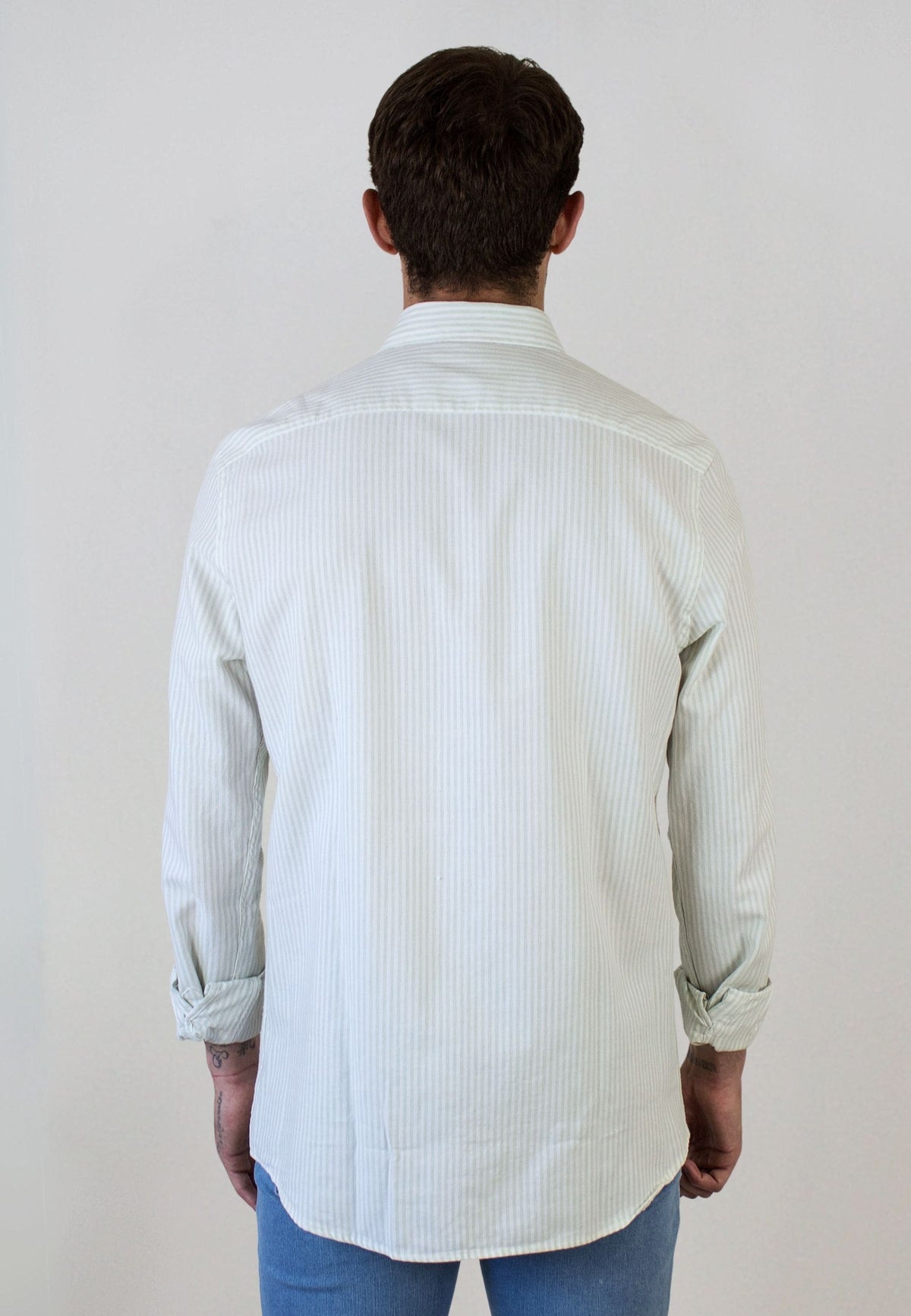 Dark green striped oxford shirt