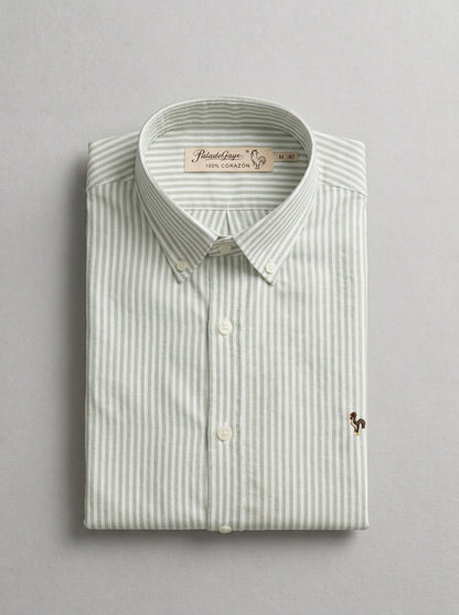Chemise Oxford à rayures vert foncé