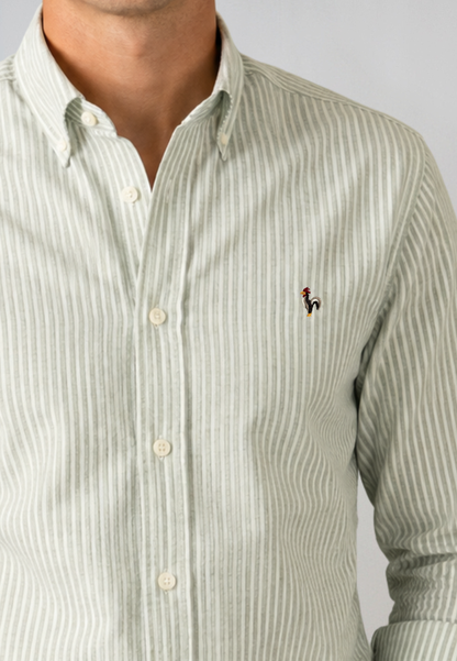 Chemise Oxford à rayures vert foncé
