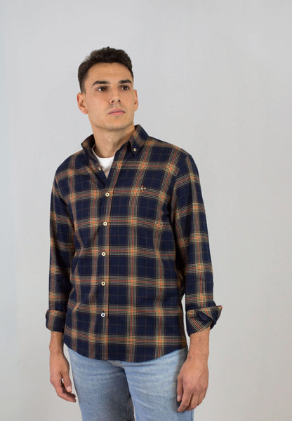 Camisa marino de cuadros marrones