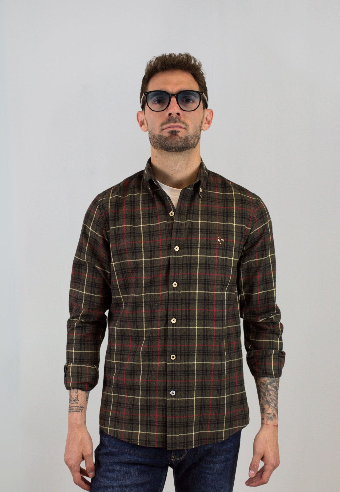 Camisa marrón de cuadros