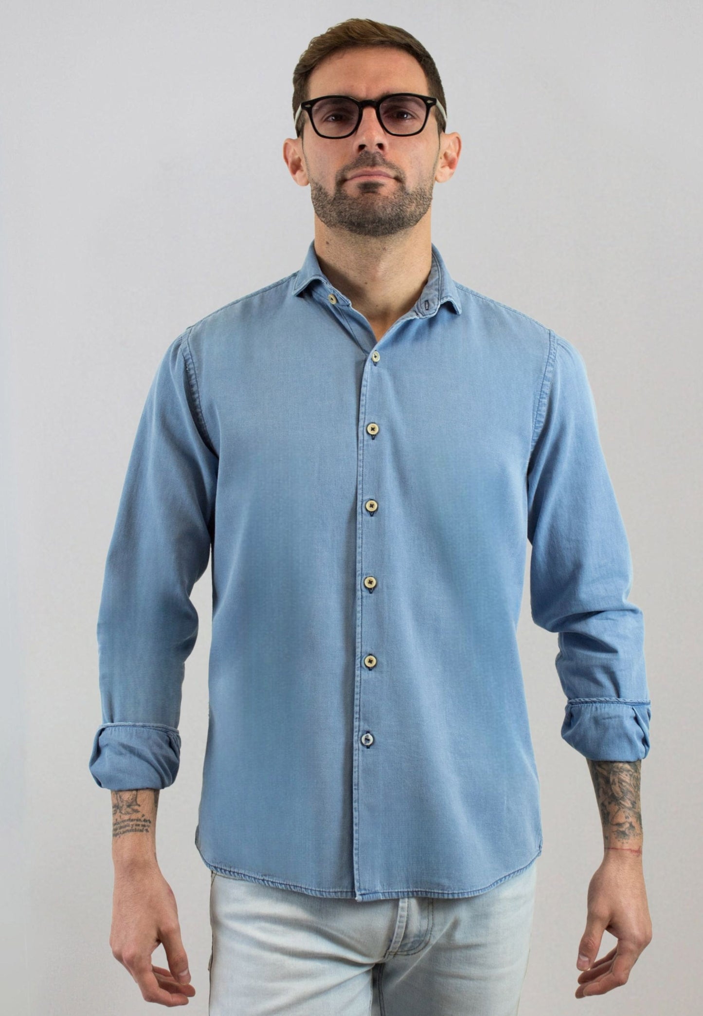 Camisa en estructura denim bleached