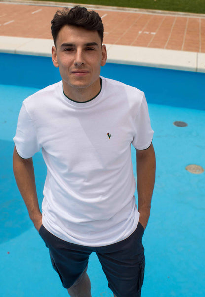 Camiseta piqué de manga corta blanco