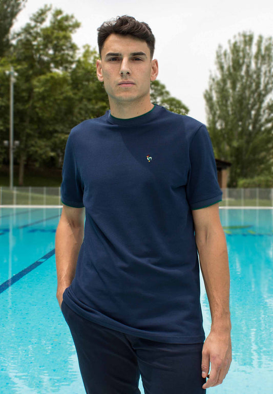 Camiseta piqué de manga corta marino