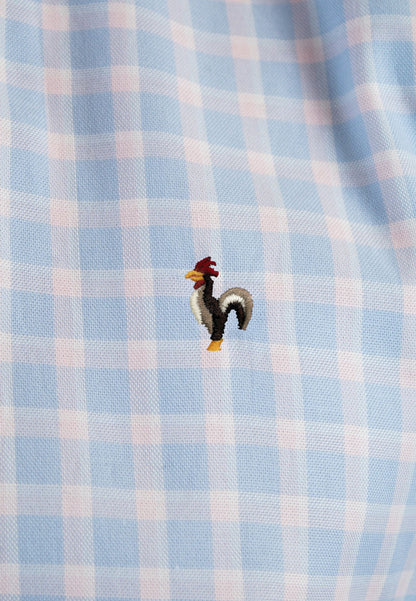 Camisa de cuadros azul celeste y rosa