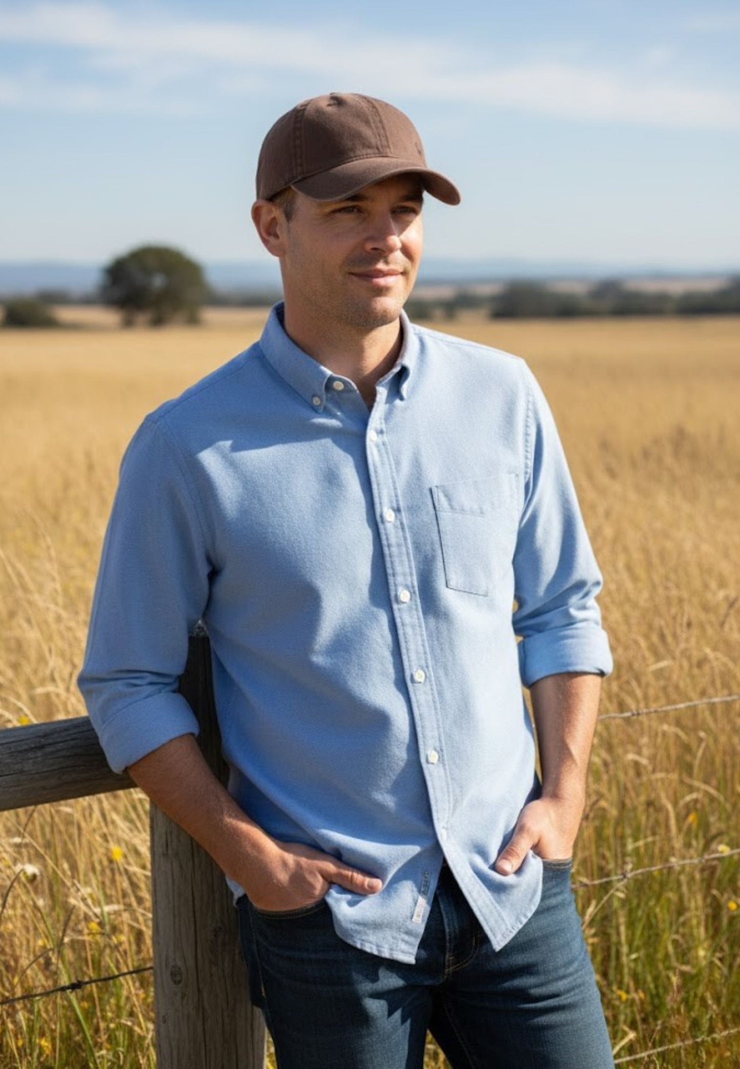 Gorra marrón con gallo bordado al tono