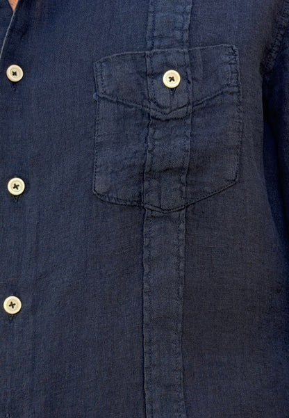 Camisa guayabera de lino marino