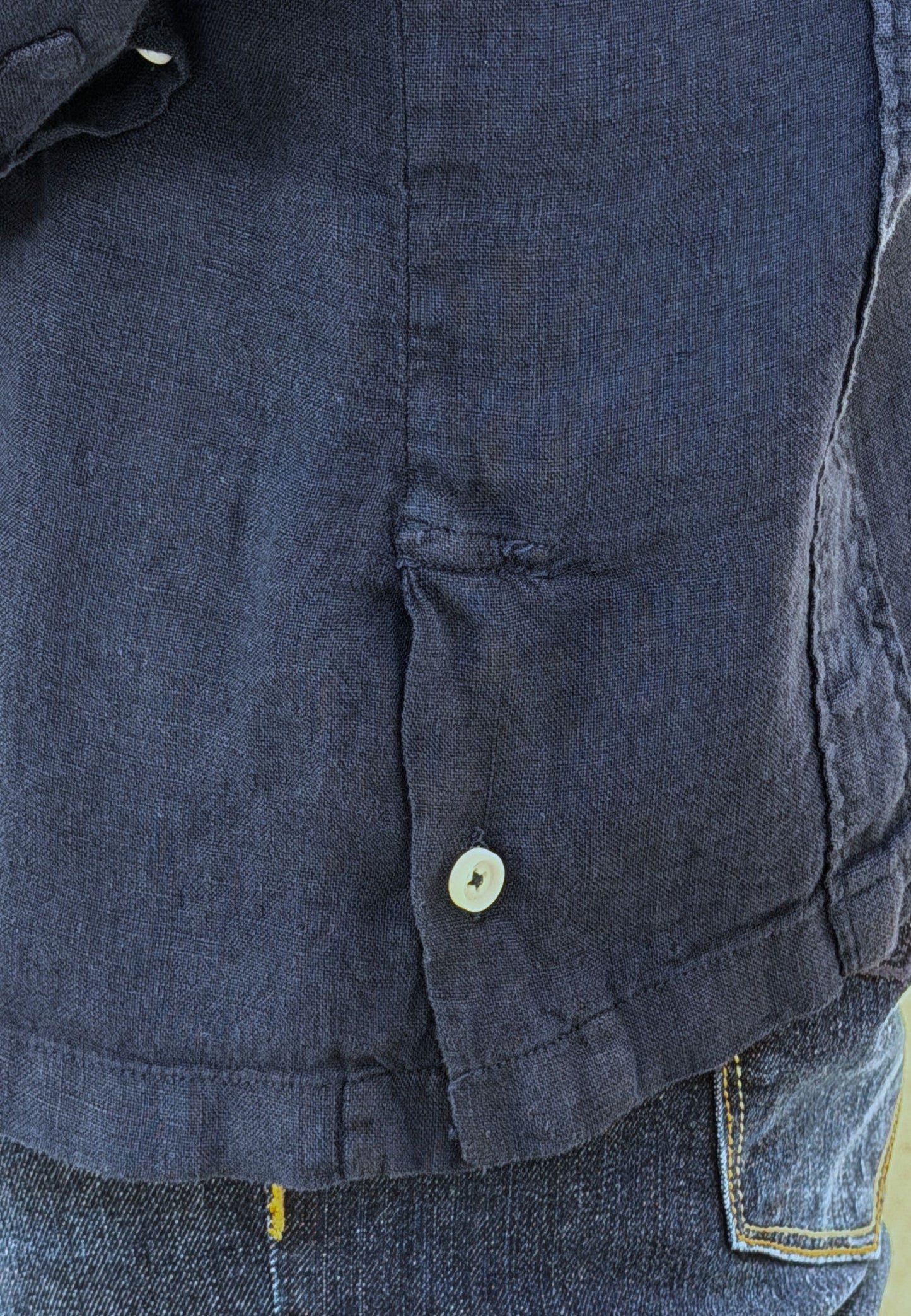 Camisa guayabera de lino marino
