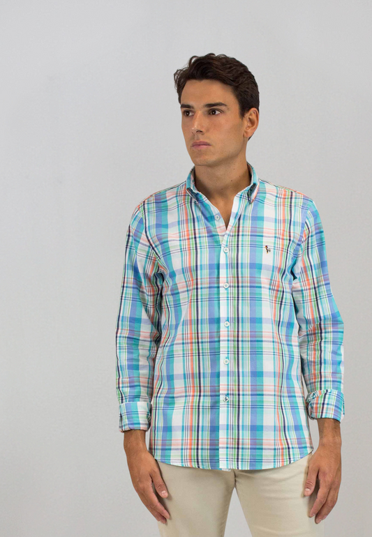 Camisa de cuadros turquesa