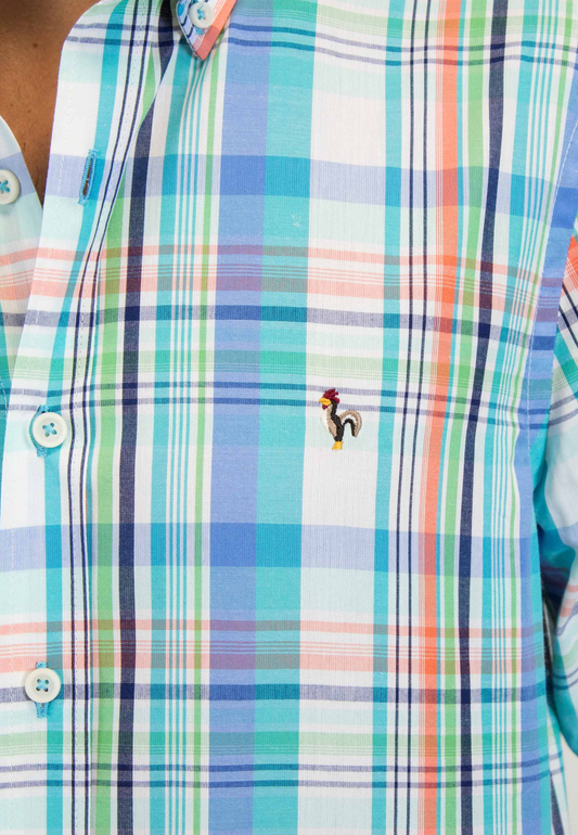 Camisa de cuadros turquesa