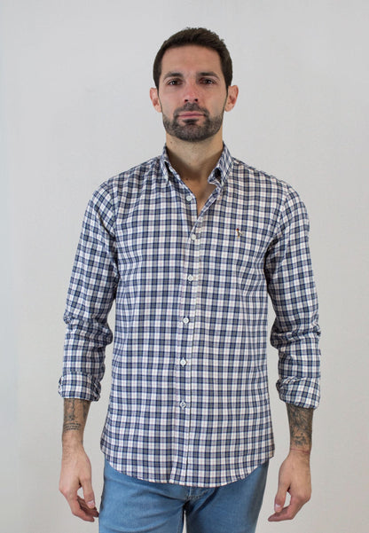 Camisa de cuadro escocés azul