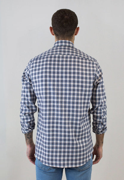 Camisa de cuadro escocés azul