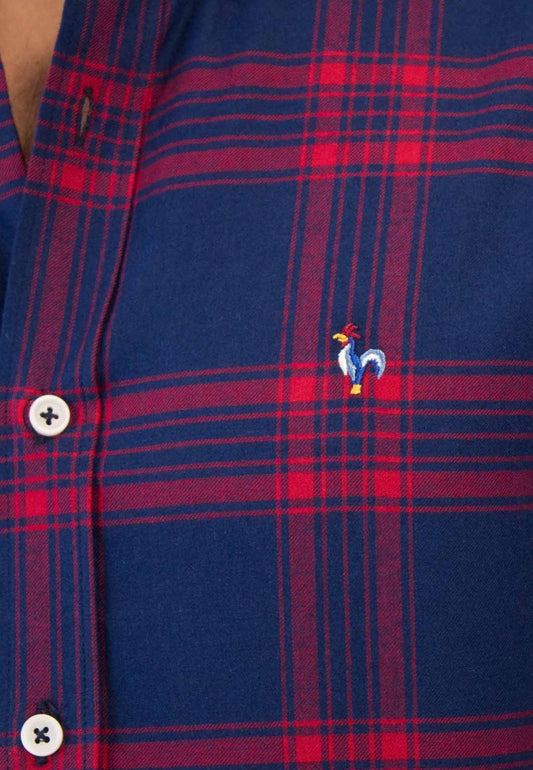 Camisa marino de cuadros rojos