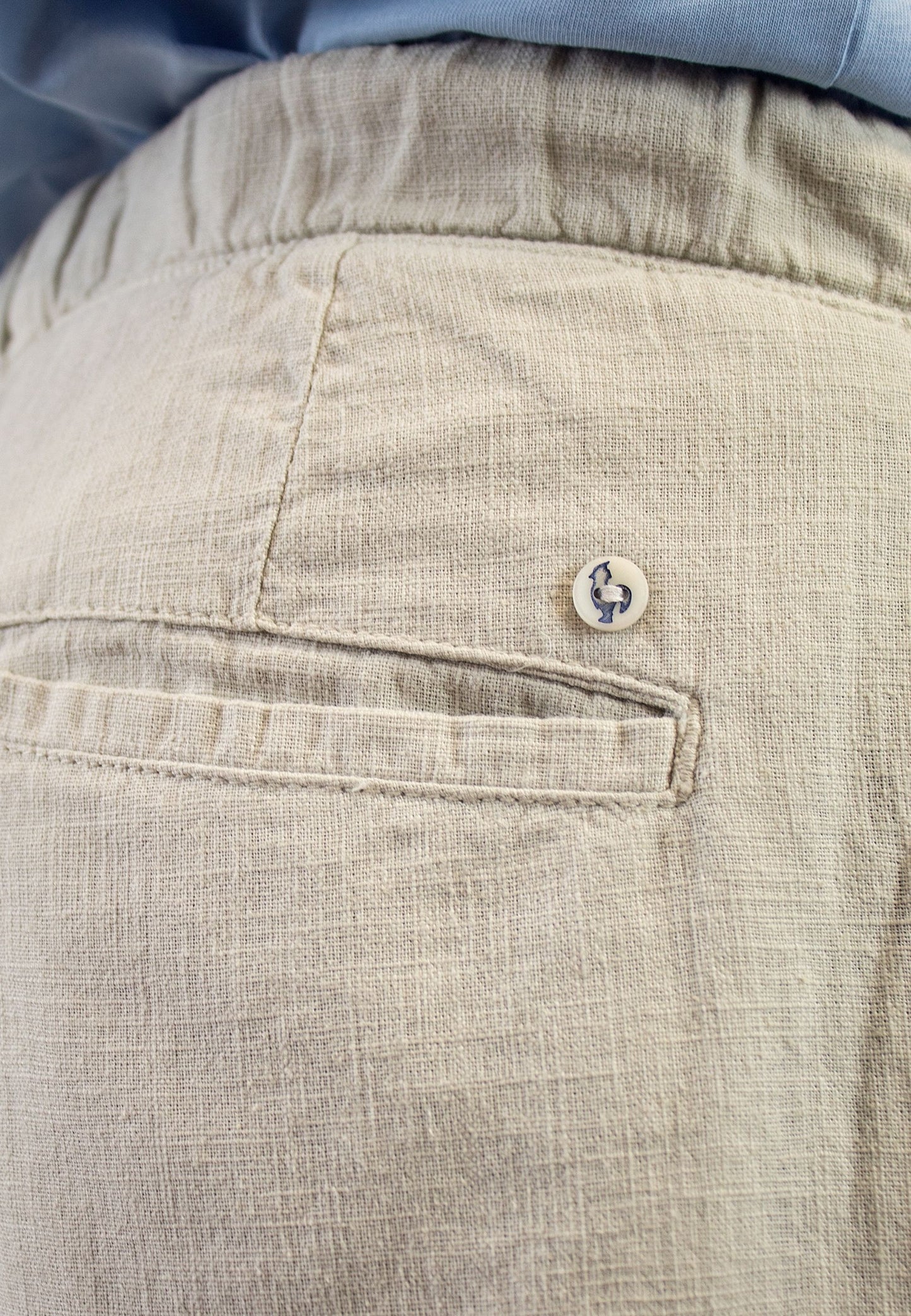 Pantalón chino de lino con gomas crudo