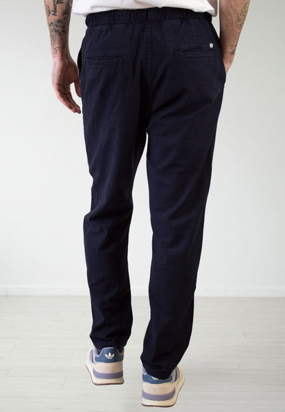 Pantalón chino de lino con gomas marino