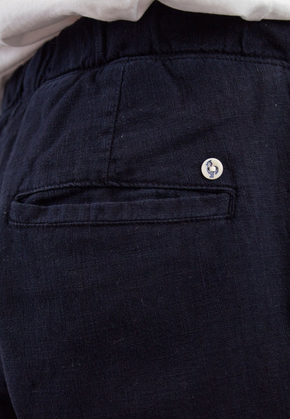 Pantalón chino de lino con gomas marino