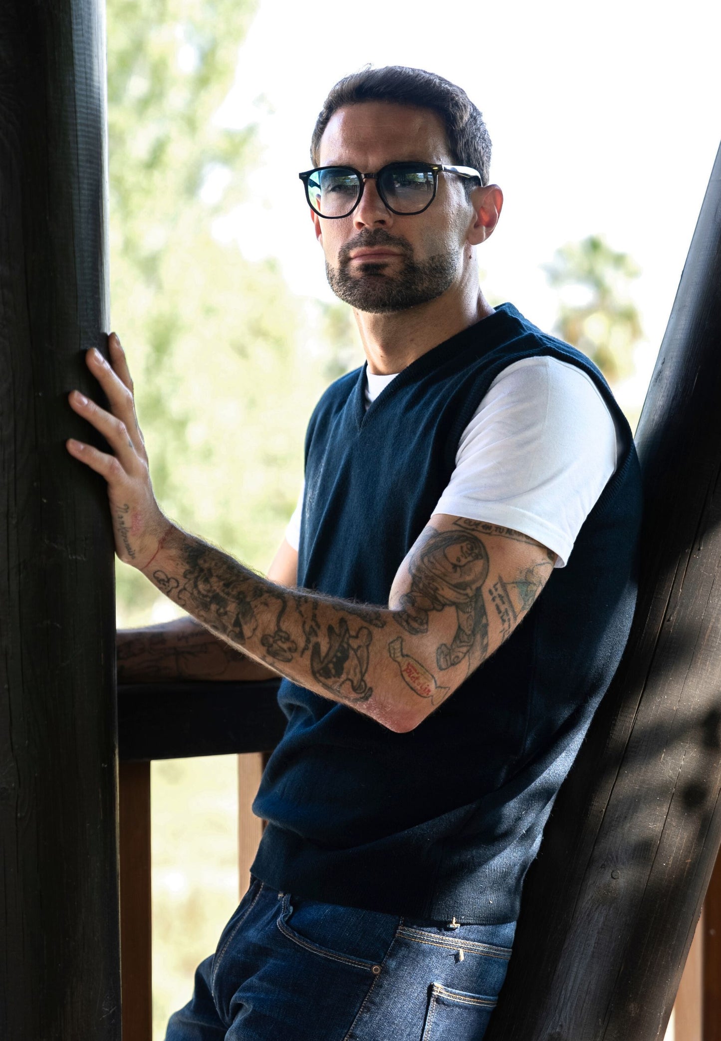 Jersey de pico marino sin mangas