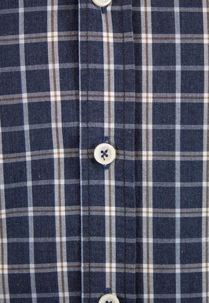 Camisa marino de cuadros blancos