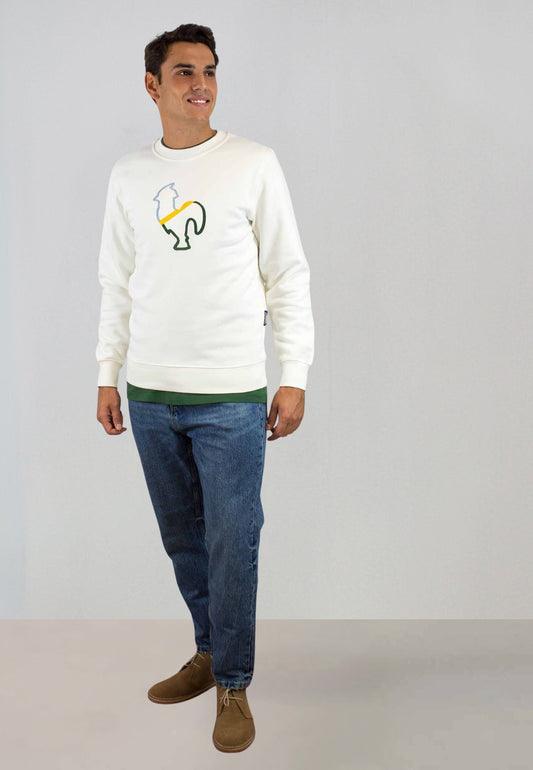 Sudadera cruda con perfil bordado